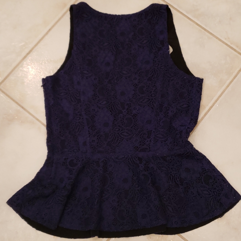 AX Armani Exchange Blue Lace Top Medium - Picture 5 of 7